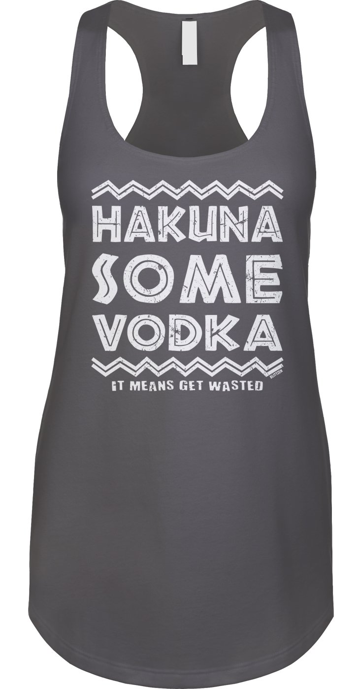 Blitzten Women's Racerback Tank Top - Hakuna Some Vodka Graphic Tee - Comfortable Casual Workout Shirt for Gym, Running & Summer Outfits