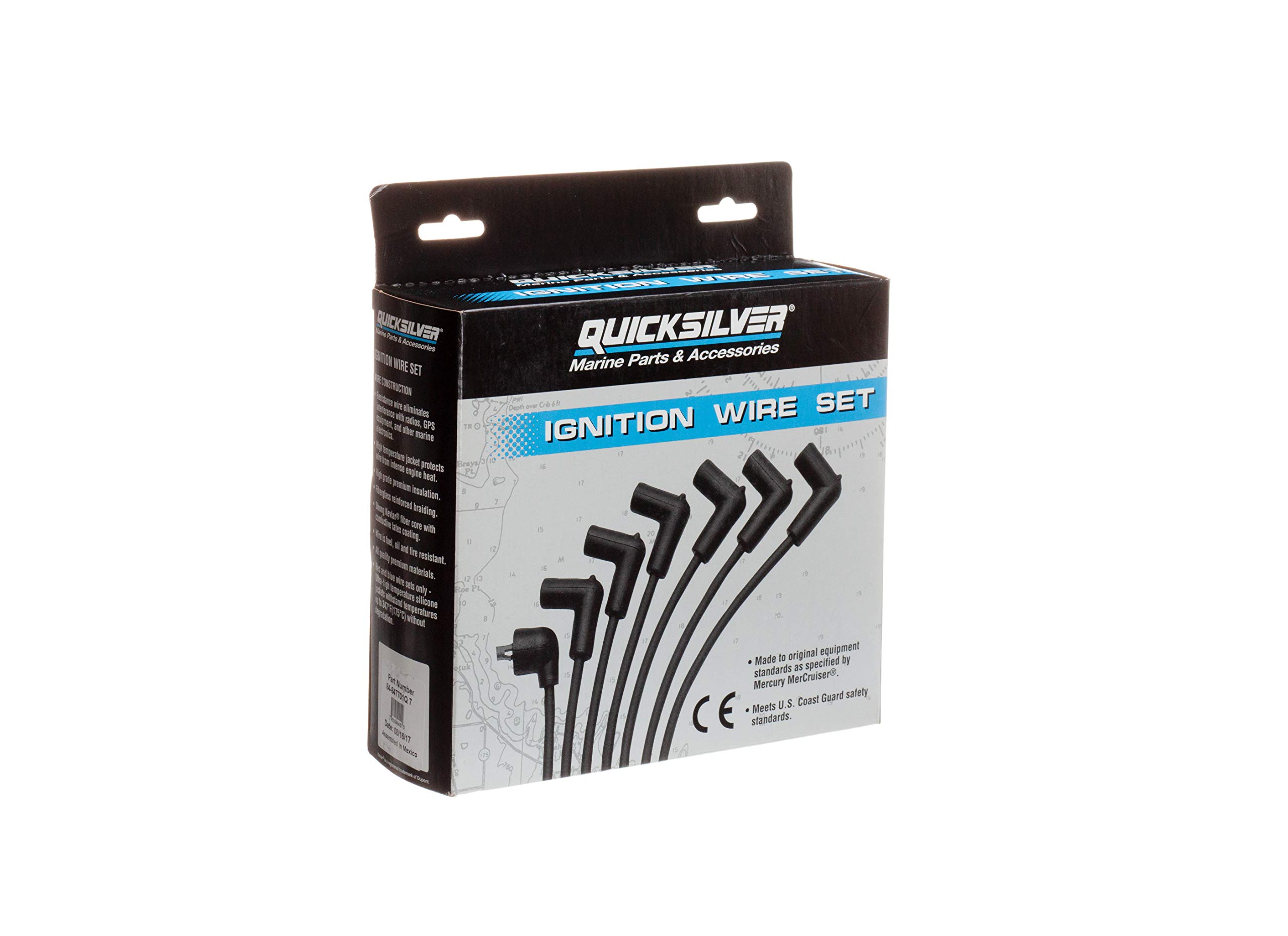 Quicksilver 847701Q7 Blue Wire Spark Plug Wire Kit - High Performance Ignition Wires for Marine & Automotive Engines - Perfect for Boats, Jet Skis, and Classic Cars