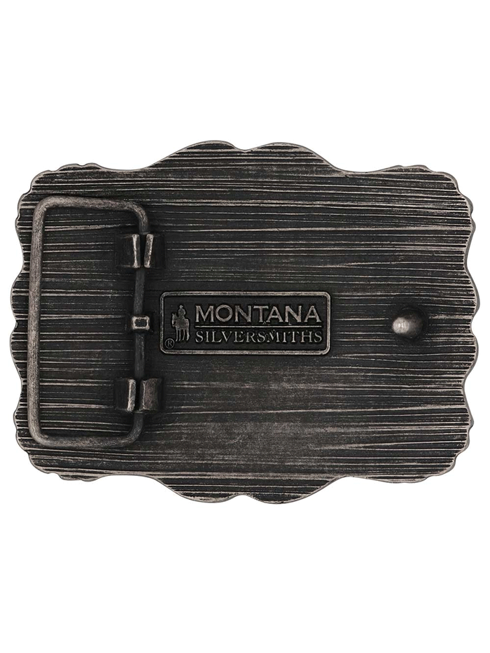 Montana Silversmiths A1003P Antique Silver Framed Longhorn Attitude Belt Buckle for Cowboy Western Outfits and Rodeo Events