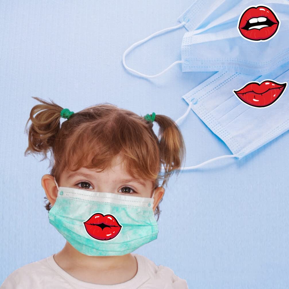 EXCLUZO 80Pcs Smile Face Stickers - Red Lips & Smiley Decals for Men, Women & Kids - Perfect for Service Industry, Parties & Social Events