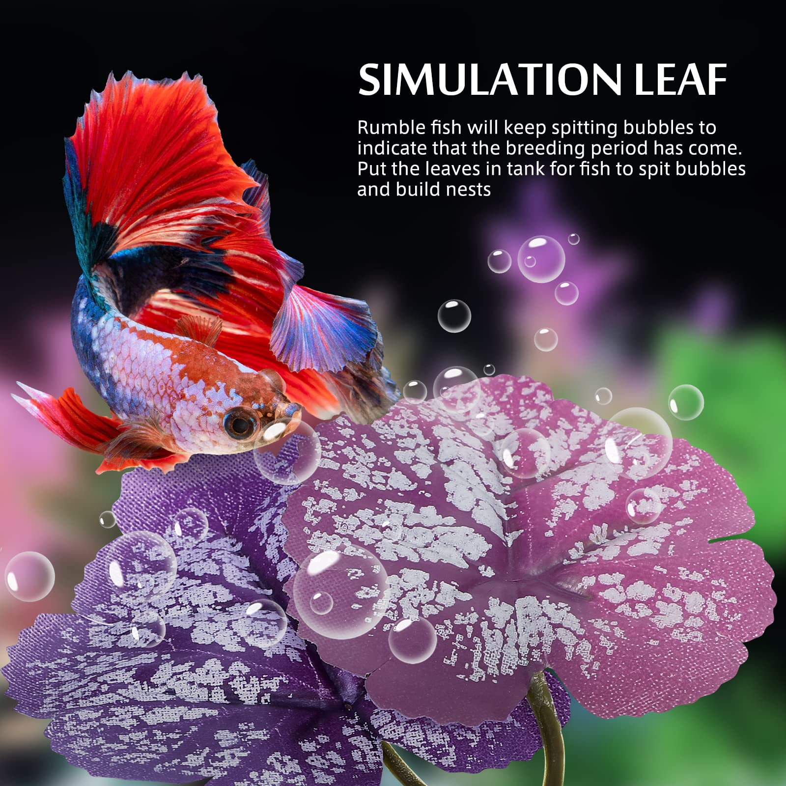 iplusmile Betta Fish Leaf Pad - 2Pcs Aquarium Leaf Hammocks for Betta Fish, Fish Tank Plants Accessories, Natural Habitat Decor with Double Leaf Design (Purple) - Perfect for Betta Fish Resting, Playing Hideout, and Aquarium Decoration