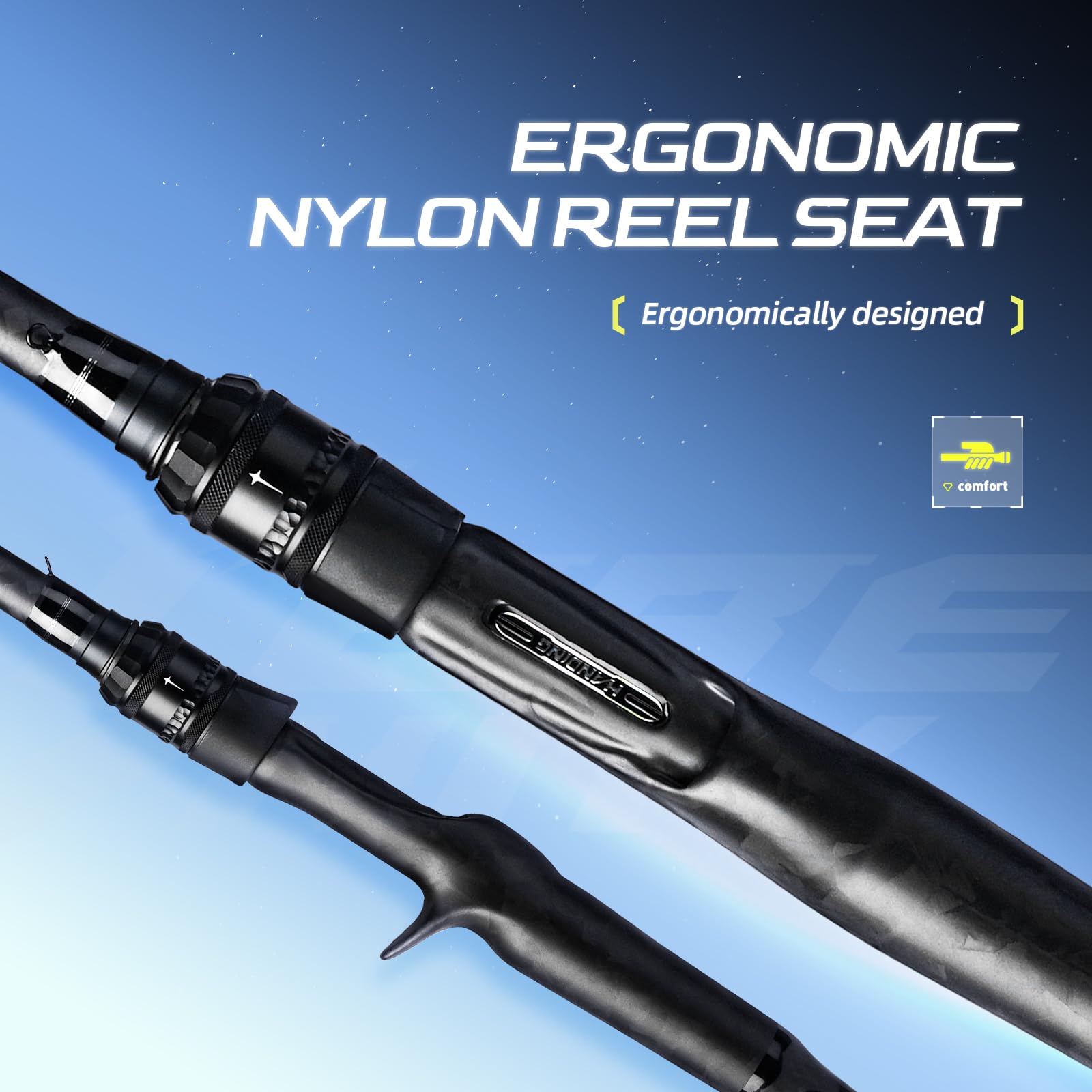 Serenity Lightweight One Piece Bass Fishing Rod - Seaguide LS Ring Guides, 40-Ton Carbon Fiber Blank, Full Carbon Monocoque Grip - High Sensitivity Spinning & Casting Rod for Freshwater & Saltwater Fishing - Perfect for Bass, Trout, and Walleye Anglers