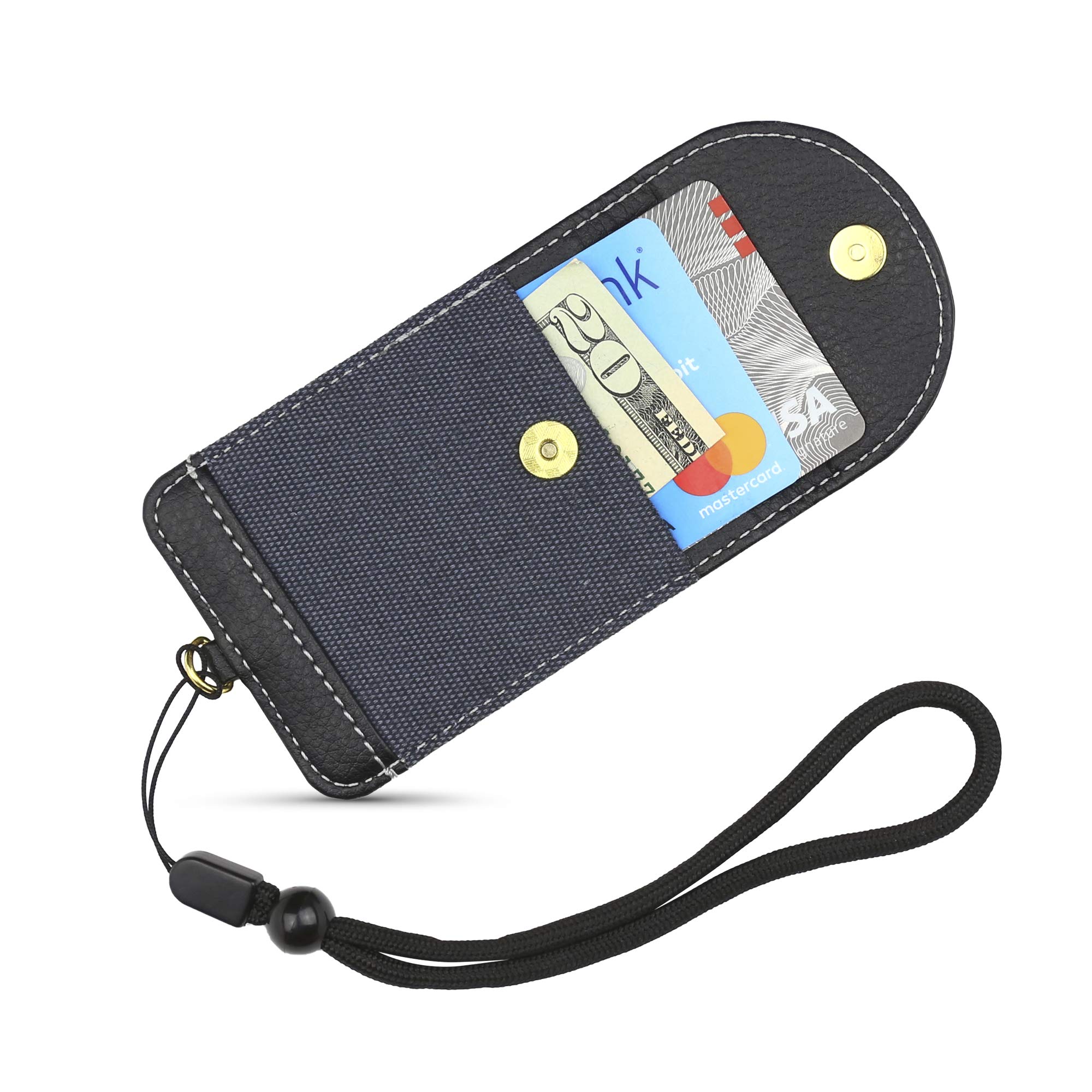 Stick On Phone Wallet with Wrist Strap - RFID Blocking Credit Card Holder for iPhone, Galaxy & Most Smartphones (Navy) | Perfect for Hands-Free Shopping, Travel & Everyday Use