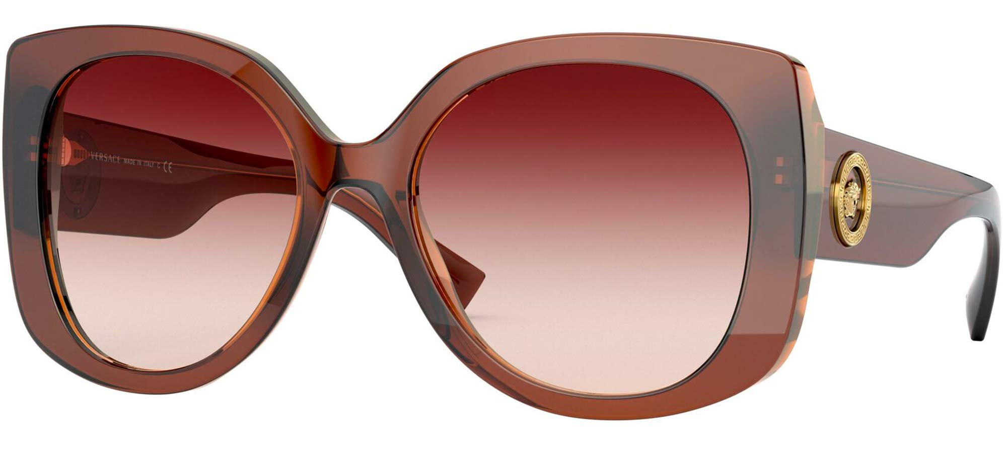 Versace MEDUSA ICON VE 4387 Brown/Red Shaded Sunglasses for Women - 56/19/140mm Frame Size | Luxury Designer Shades for Fashion, Beach & Outdoor Activities