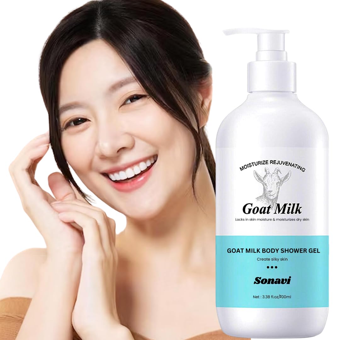 Goat Milk Shower Gel for Dry Skin - Moisturizing Body Wash for Men & Women - 400ml (Pack of 2) | Gentle Cleansing & Hydration for Sensitive Skin - Perfect for Daily Shower & Bath Routine