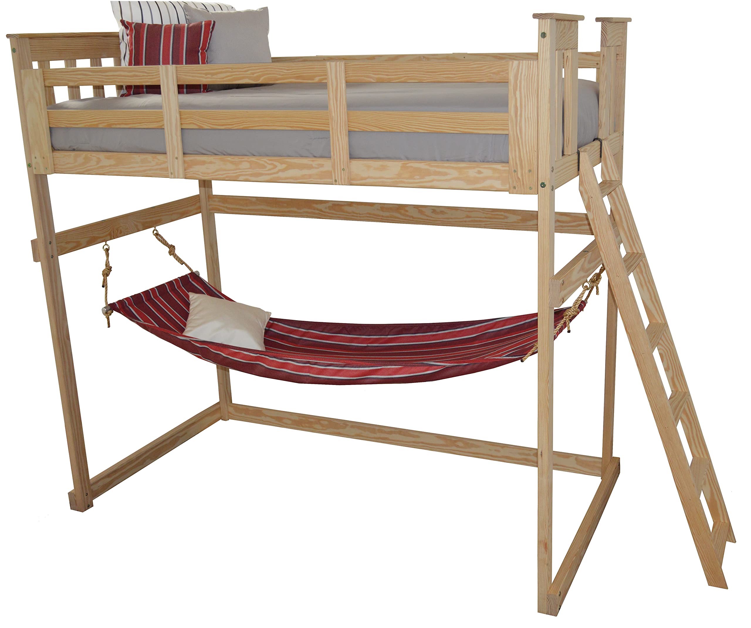 Pine Twin Mission Loft Bed with End Ladder - Unfinished Solid Wood Loft Bed for Kids & Teens - Space-Saving Bedroom Furniture for Small Rooms & Dorm Rooms - Furniture Barn USA