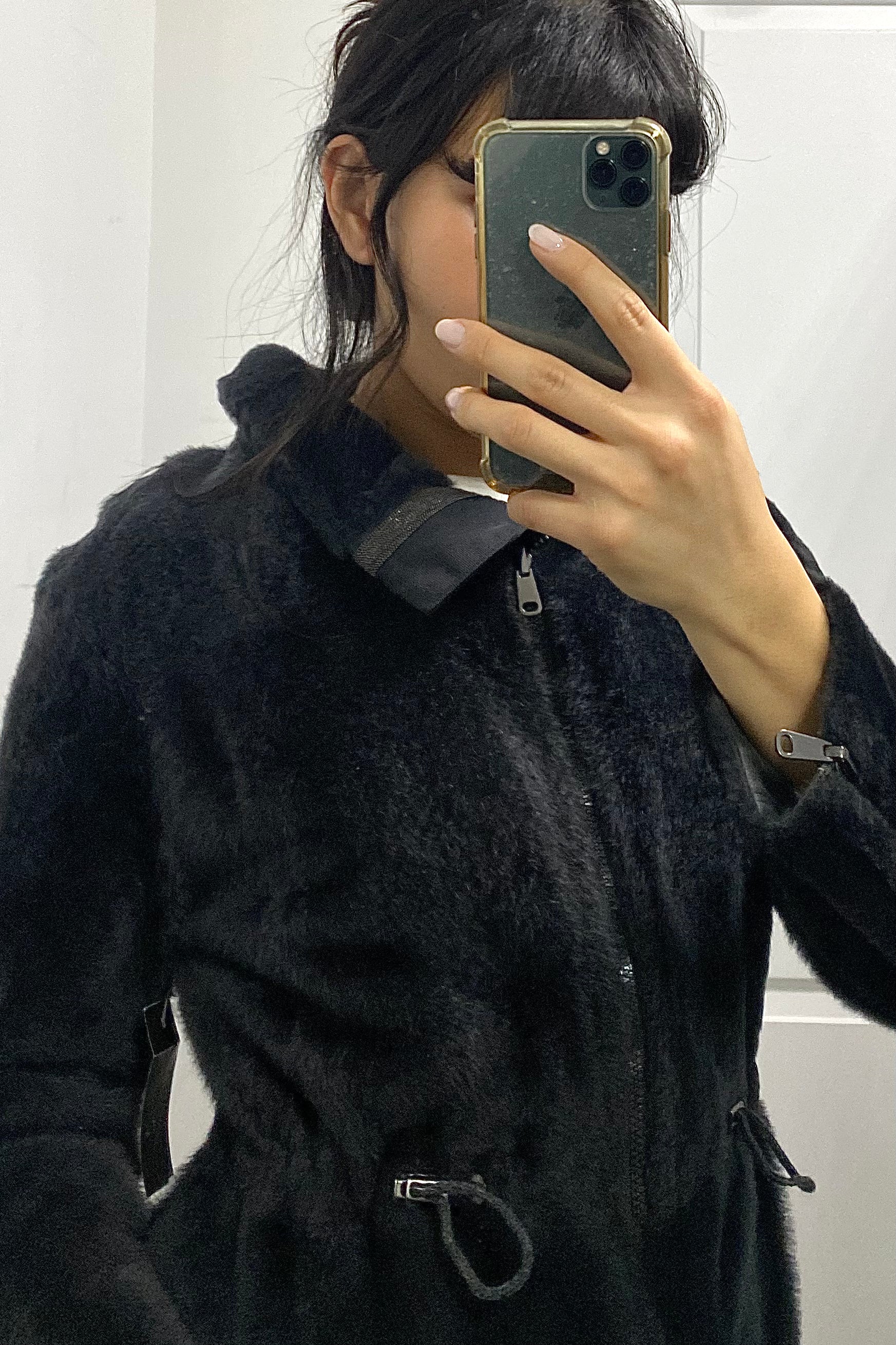 Brunello Cucinelli Midnight Reversible Shearling Coat - Women's Luxury Winter Jacket, Size IT40 / S (4), Warm Faux Fur Lining - Perfect for Cold Weather & Evening Outings