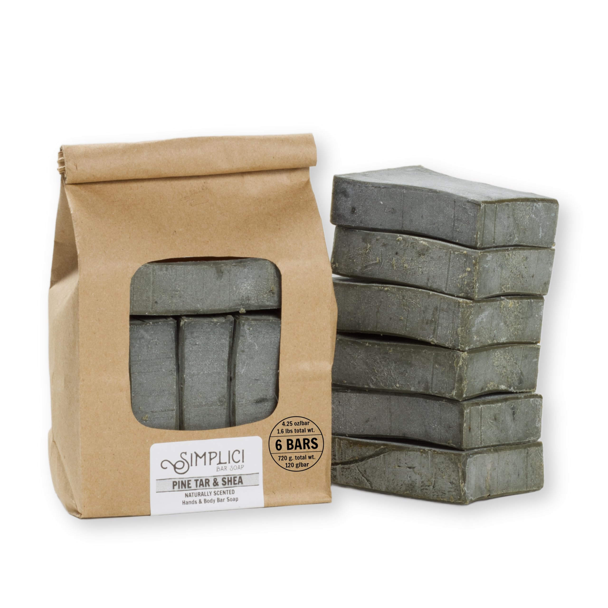 **Pine Tar & Shea Butter Natural Soap Bar - 6-Pack with Kokum & Mango Butter, Palm-Free, Handmade for Men & Women - Ideal for Dry Skin, Eczema & Daily Cleansing**