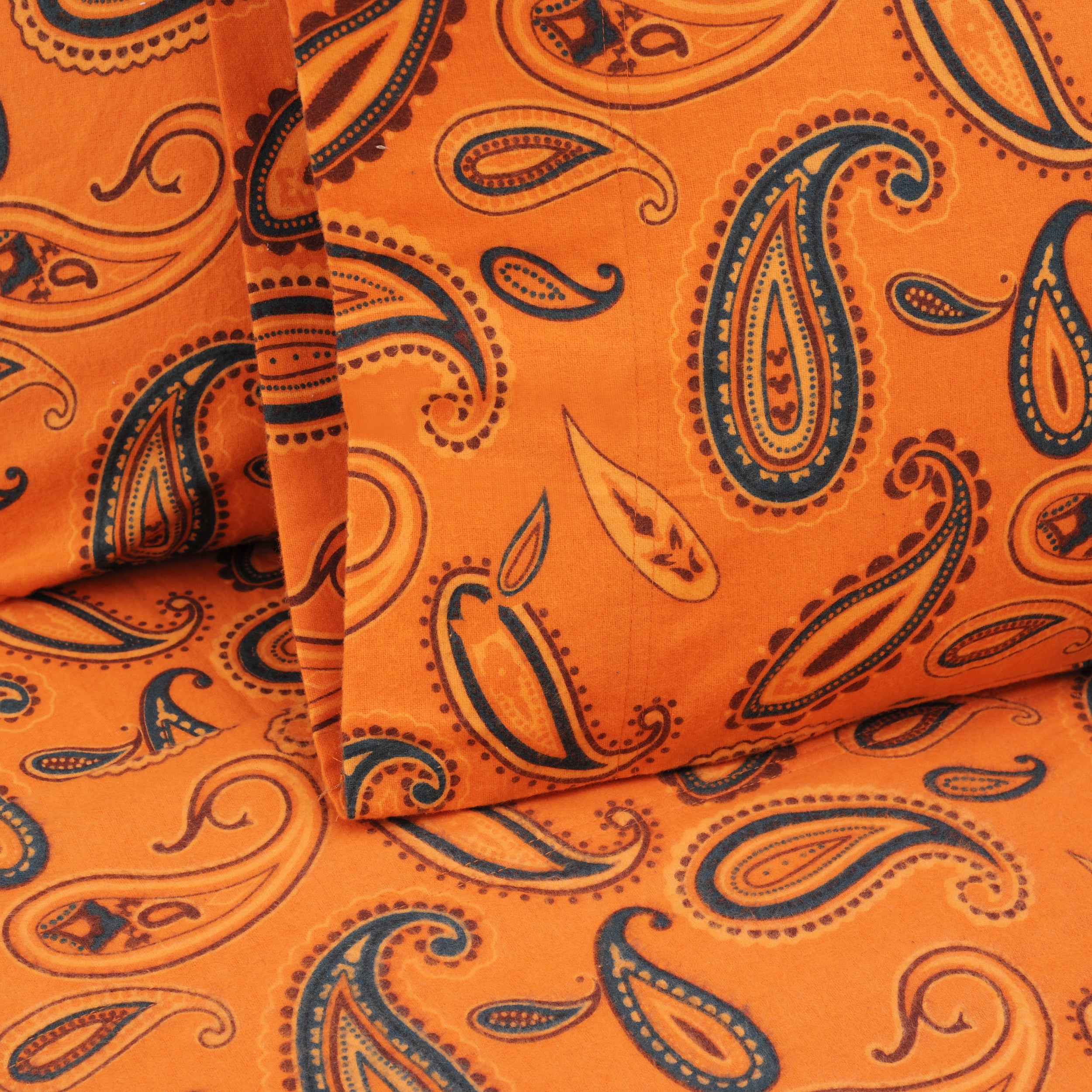 Soft Flannel Cotton Floral Paisley Bed Sheet Set with Deep Pockets - Queen Size, 4-Piece Set for Cozy Winter Nights & Guest Room Comfort