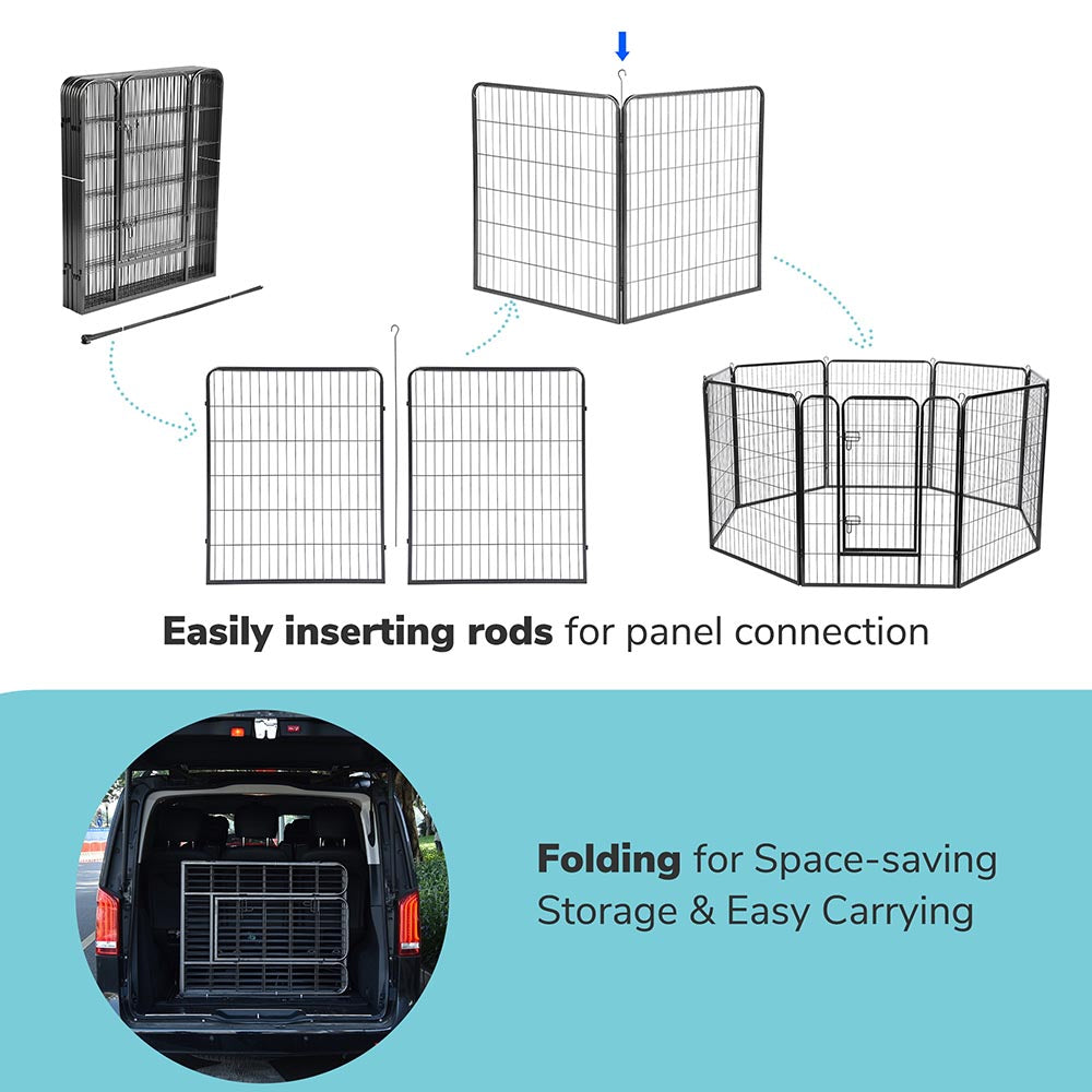 Heavy Duty Dog Kennel Playpen - 47 Inch Tall 6-Panel Metal Exercise Pen for Large Dogs - Indoor/Outdoor Pet Play Yard for Training, Playtime & Containment