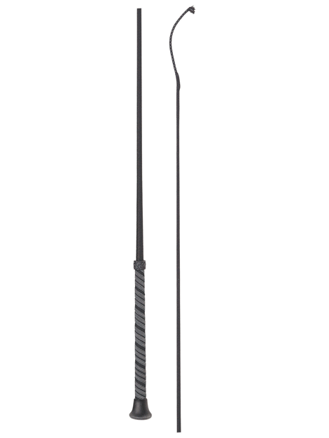 Premium Fleck Woven Dressage Whip with Comfortable Rubber Grip Handle - Black Equestrian Training Whip for Horseback Riding & Dressage Competitions