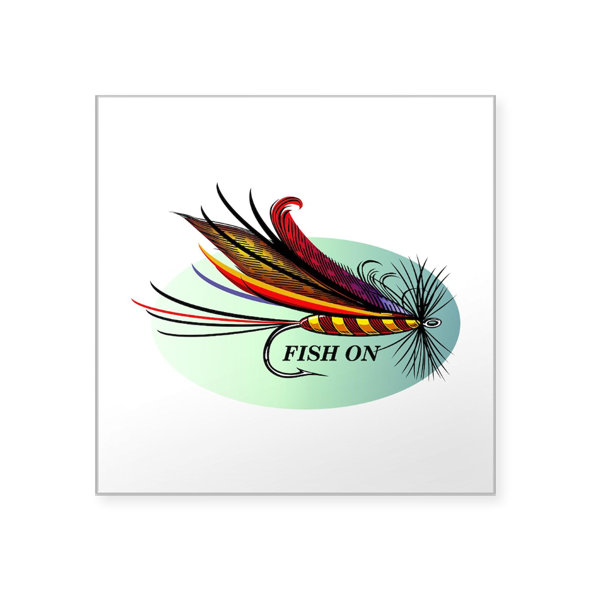 Fish On Sticker - Square Car Bumper Decal for Fishing Enthusiasts
