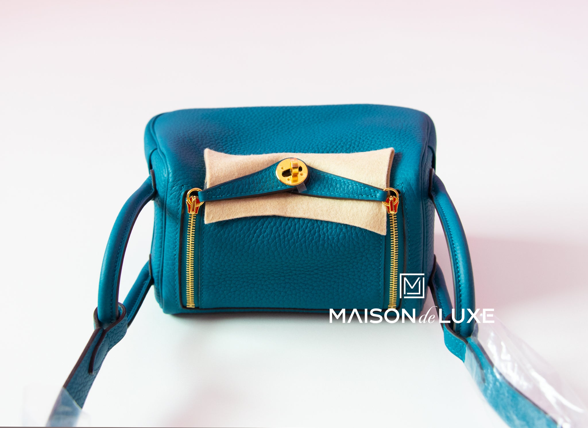 Hermes Mini Lindy Bag in Vert Bosphore Clemence Leather with Gold Hardware - Perfect for Everyday Use, Travel & Luxury Gift Giving