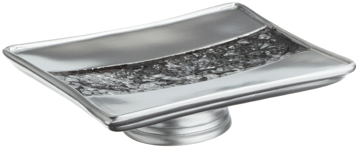 Sinatra Silver 6-Piece Resin Bath Accessory Set with Cracked Glass Design - Luxury Bathroom Decor for Spa, Hotel & Home Use