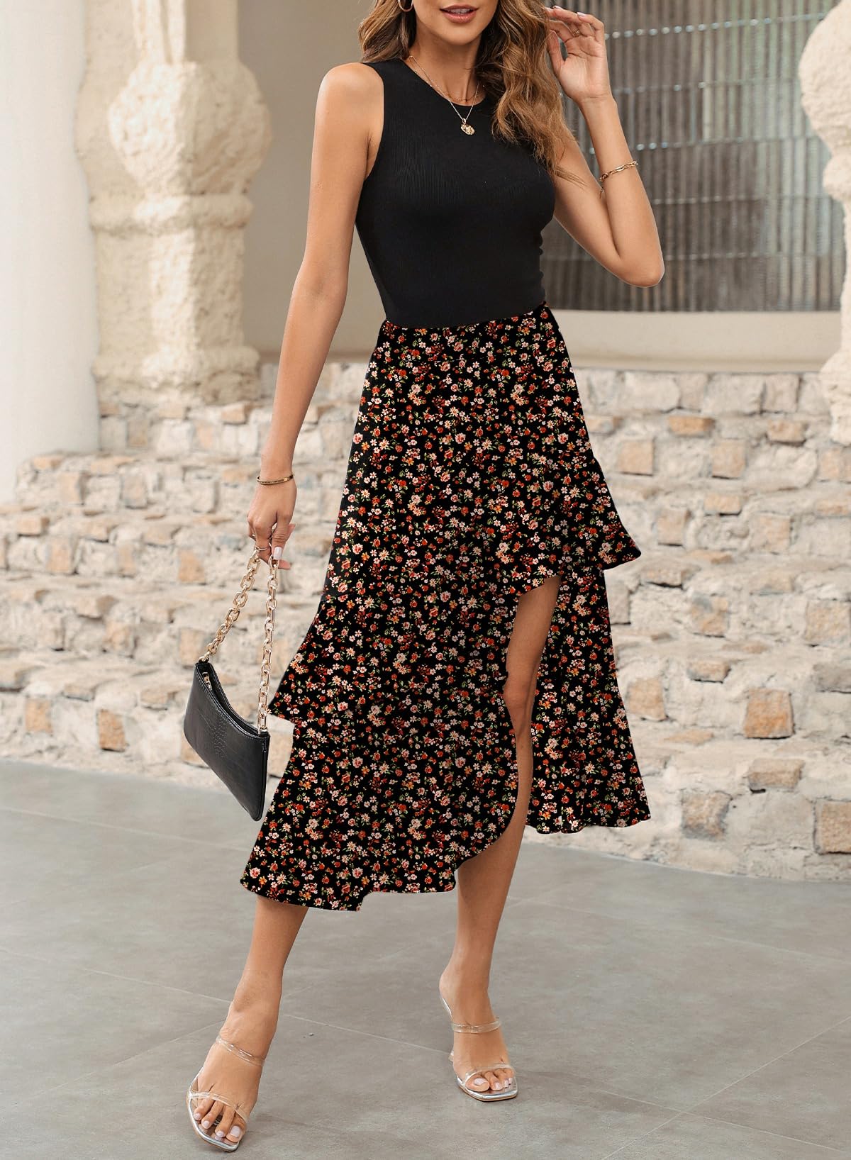 Dokotoo Women's 2025 Maxi Dress - Spaghetti Strap Flowy Boho Beach Dress for Spring & Summer, Casual Long Split Dress with Trendy Design - Perfect for Vacations, Beach Parties & Date Nights