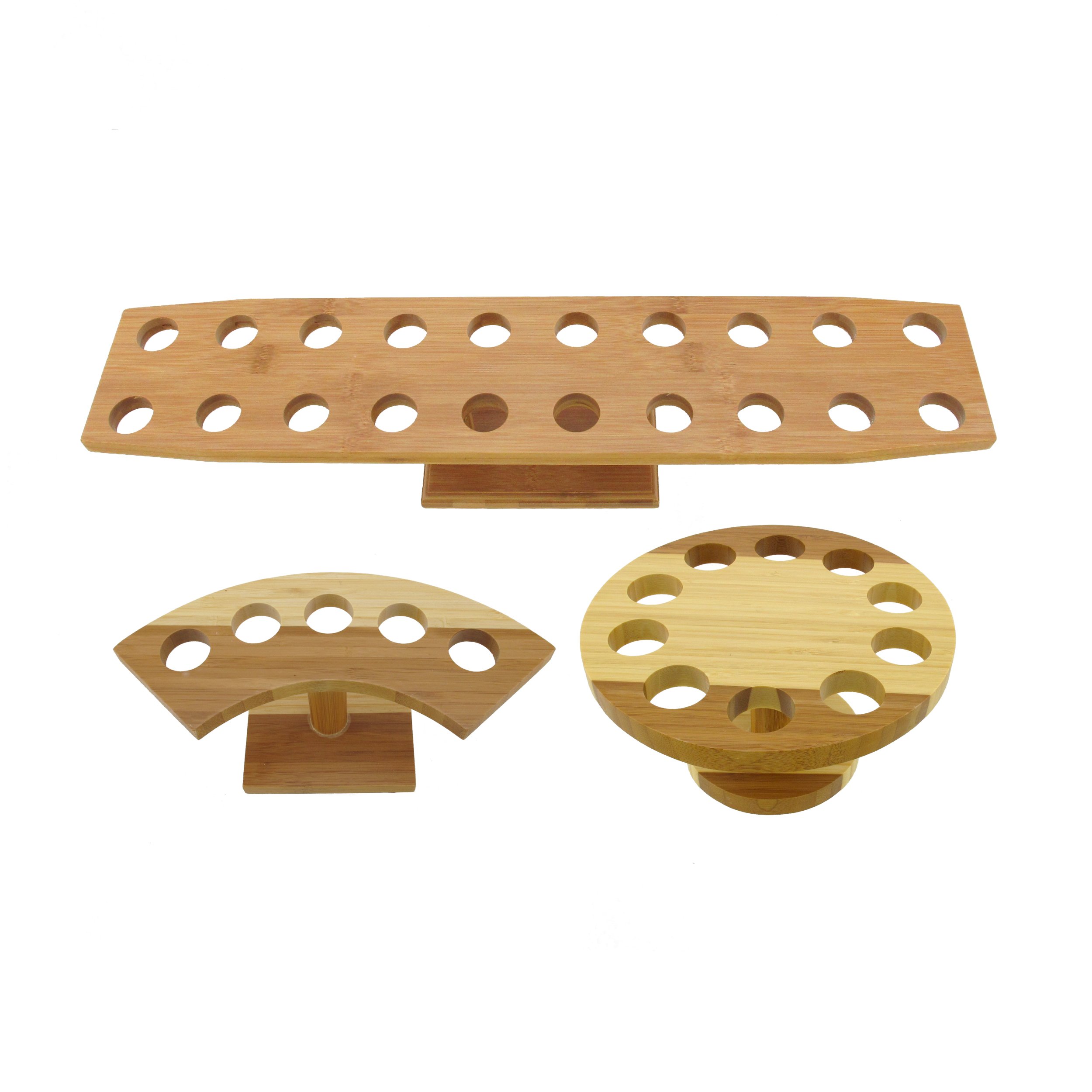 BambooMN 10-Inch Natural Bamboo Sushi Cone Holder - Tamaki Stand for Restaurants, Catering, Parties & Buffets (Holds 5 Cones, Set of 10) - Perfect for Japanese Cuisine, Sushi Displays & Asian-Themed Events