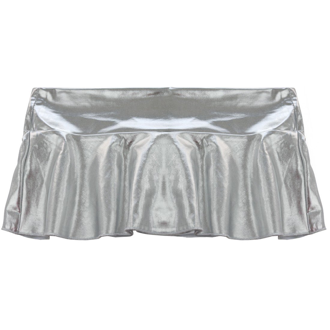 iiniim Women's Sexy Metallic Pleated Mini Skirt with Built-in Shorts - Clubwear, Dance Costume, Role Play Outfit for Parties & Cosplay