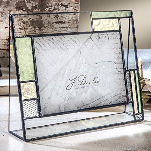 Personalized Wedding Picture Frame - Green Yellow Glass 5x7 Table Top Photo Keepsake for Couples | Engagement Gift & Home Decor