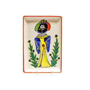 Katrina Day of the Dead Rectangular Serving Platter - Elegant Party Tray for Mexican Themed Dinners, Halloween Celebrations & Home Decor