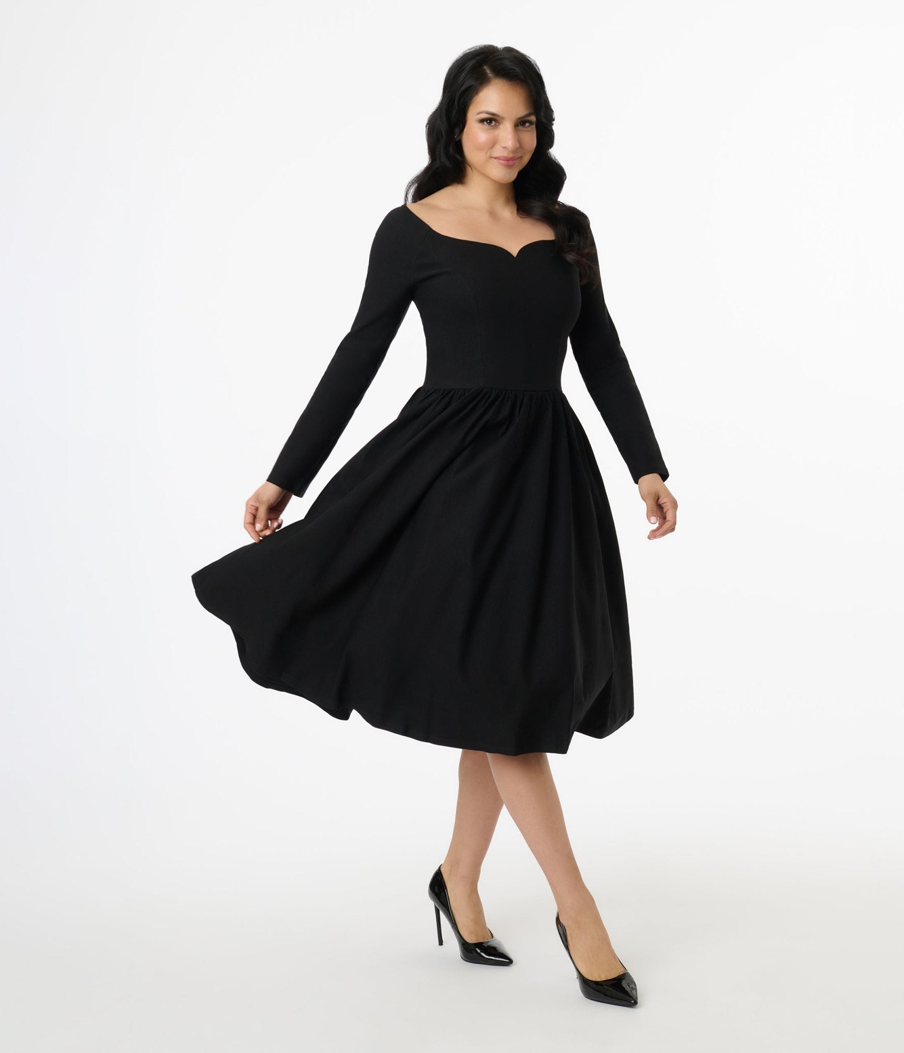 Vintage 1950s Black Sweetheart Swing Dress - Retro Pinup Style for Parties, Weddings & Special Occasions