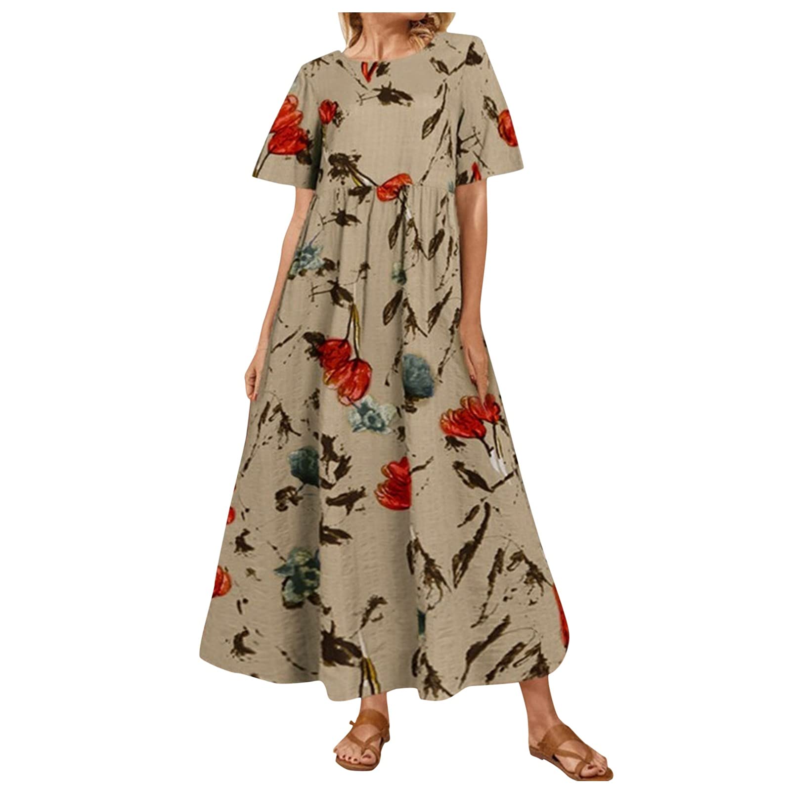 Elegant Vintage Floral Long Dress for Women - Wedding Guest, Cocktail & Party Dress - Perfect for Summer & Fall Events