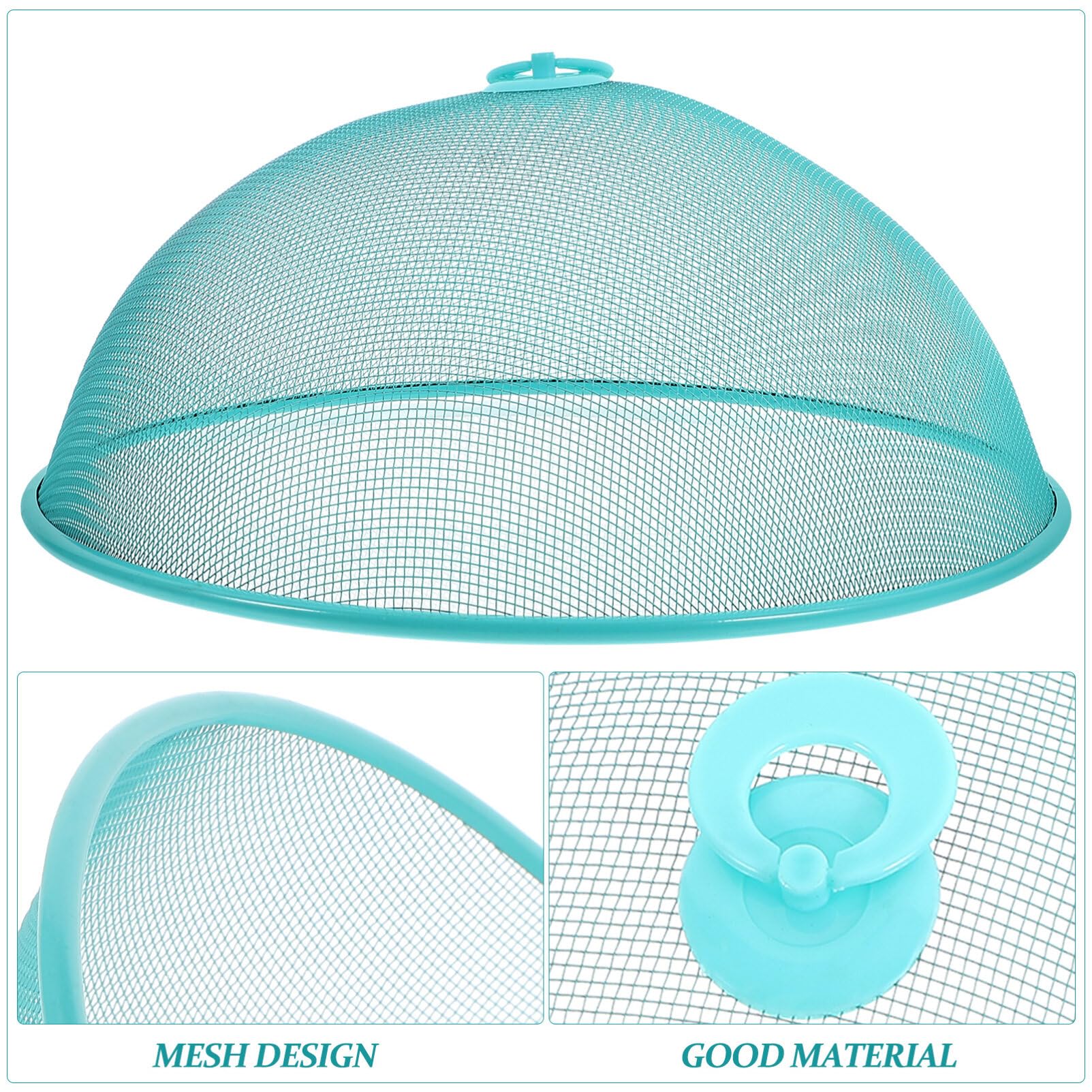 **Reusable Metal Mesh Food Cover Tent - Outdoor BBQ Camping Plate Dome Screen for Picnic, Party & Dining - Blue**