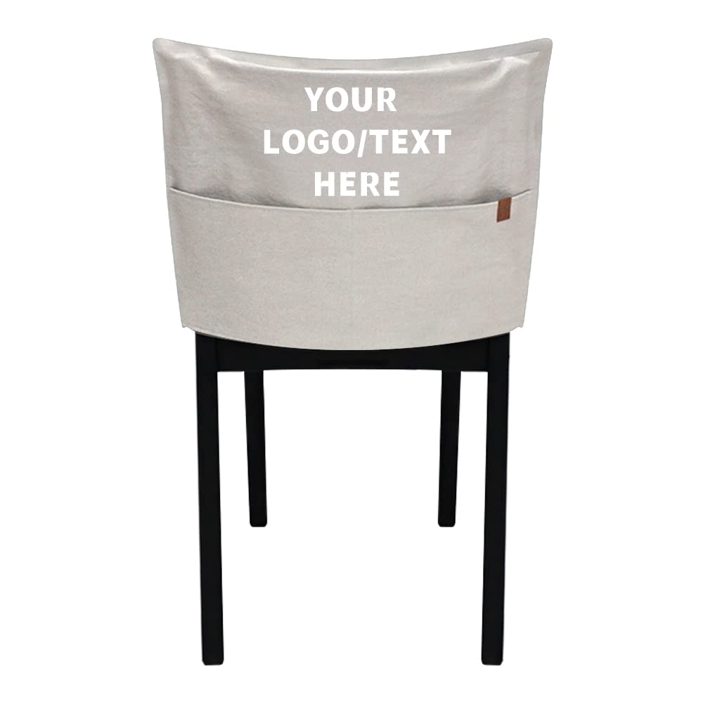 Custom Chair Back Covers for Dorm & Office - Light Grey Armless Chair Organizer with Storage Pockets - Perfect for College Dorms, Home Office & Small Spaces