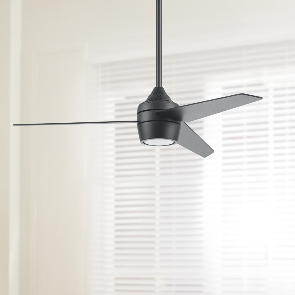 52 Inch Honeywell Eamon Matte Black Ceiling Fan with Light Kit and Remote Control - Quiet High Speed Cooling for Living Room, Bedroom, and Outdoor Patio