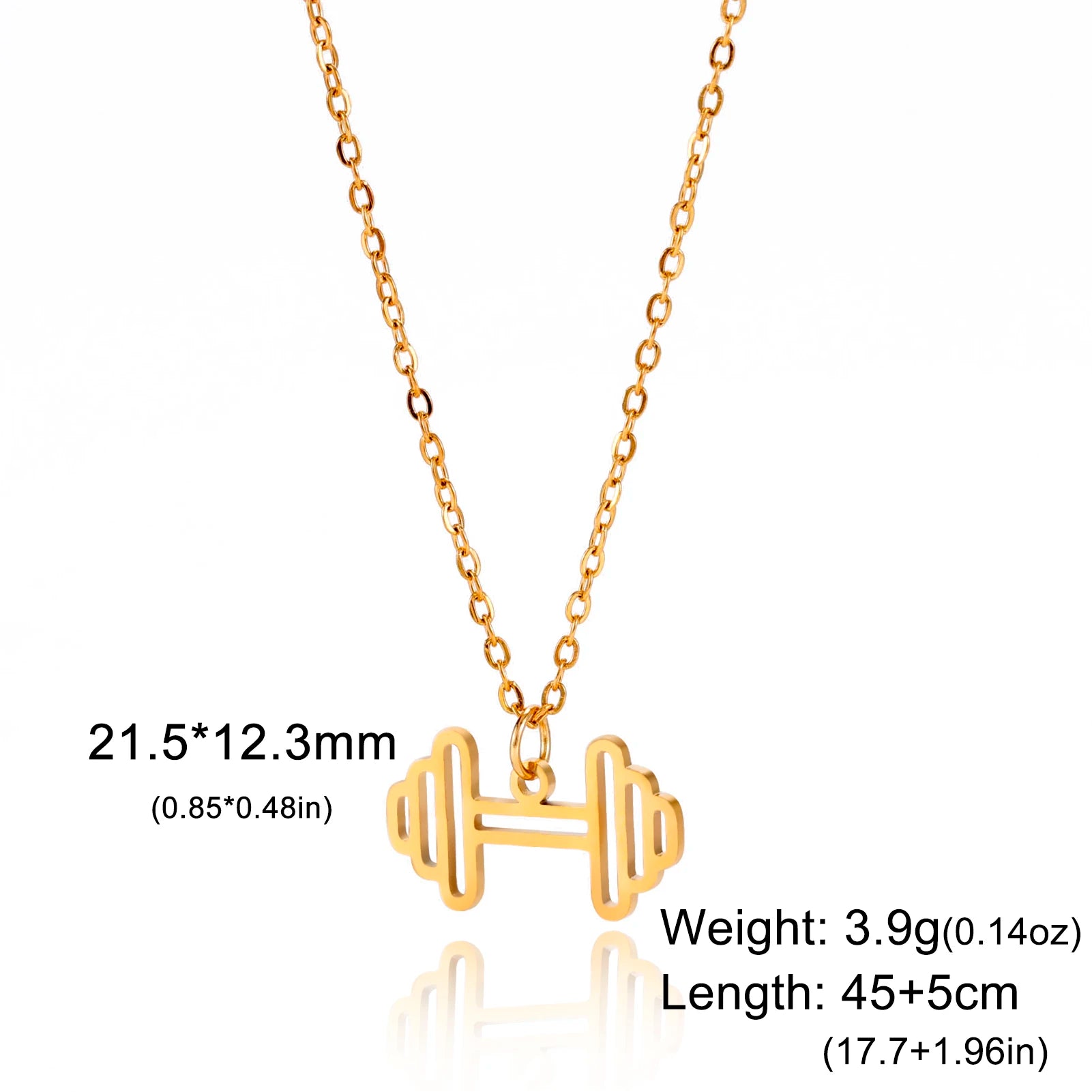 Lucktune Heartbeat Dumbbell Pendant Necklace - Stainless Steel Heart Shaped Fitness Jewelry for Women & Men - Perfect for Workouts, Gym, Valentine's Gift & Everyday Fashion Accessory