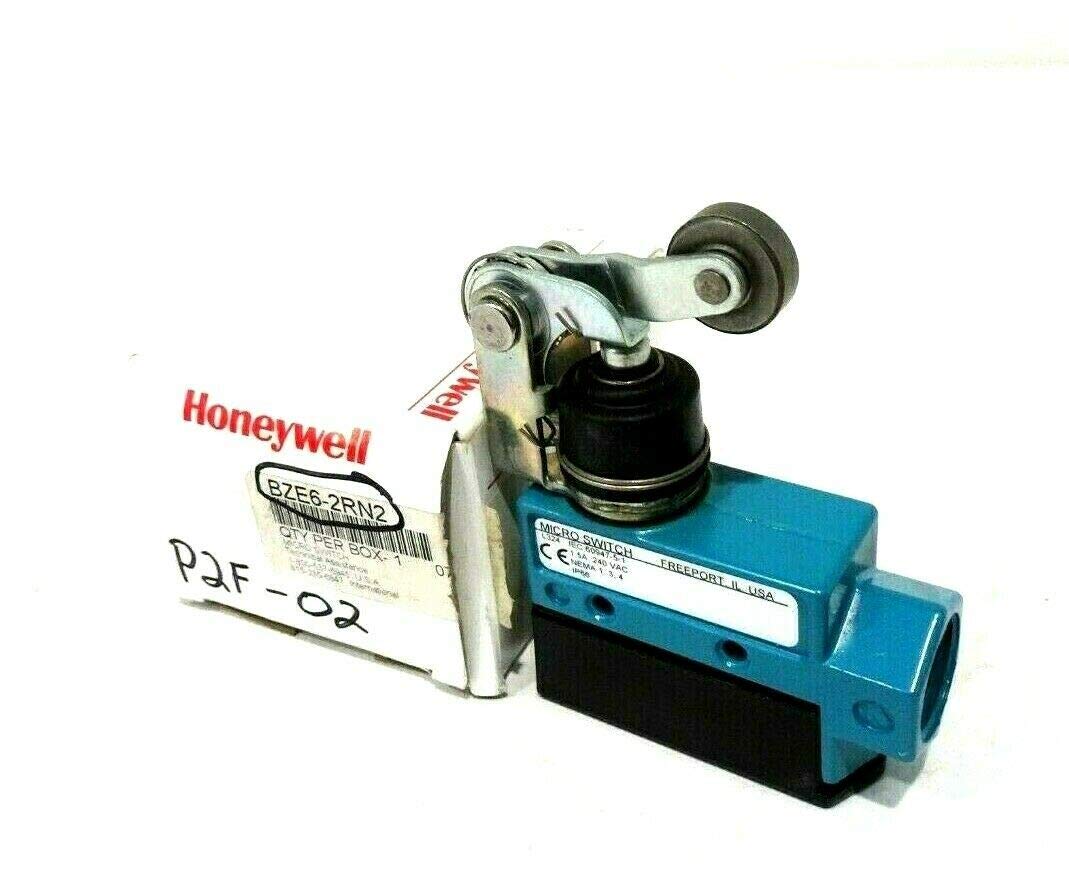 MICROSWITCH BZE6-2RN2 15 AMP 125/250/480 VAC 2 AMP 600 VAC Enclosed Limit Switch with Adjustable Roller Lever - Industrial Automation, Machinery Safety Control, and Equipment Protection