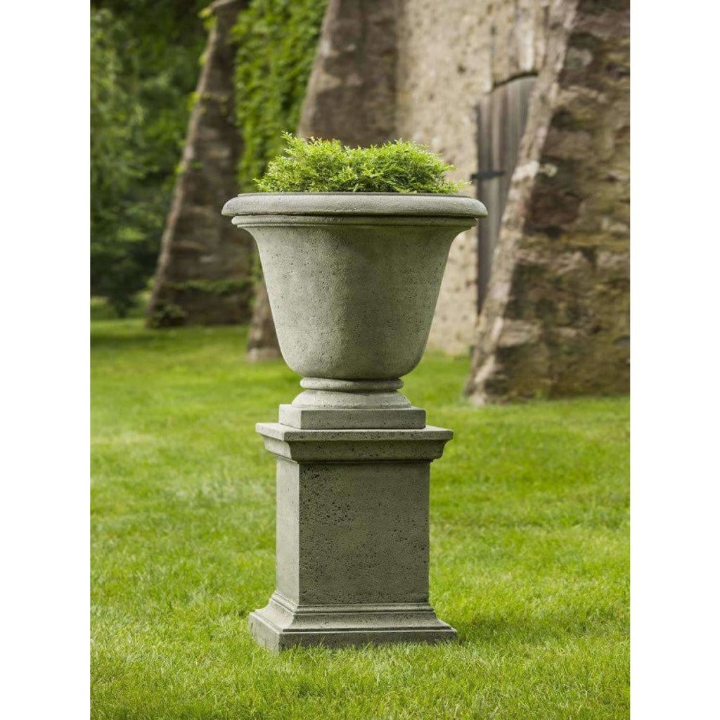 Campania International Rustic Hampton Urn with Pedestal - Classic Garden Planter for Outdoor Decor, Patio, and Porch Landscaping
