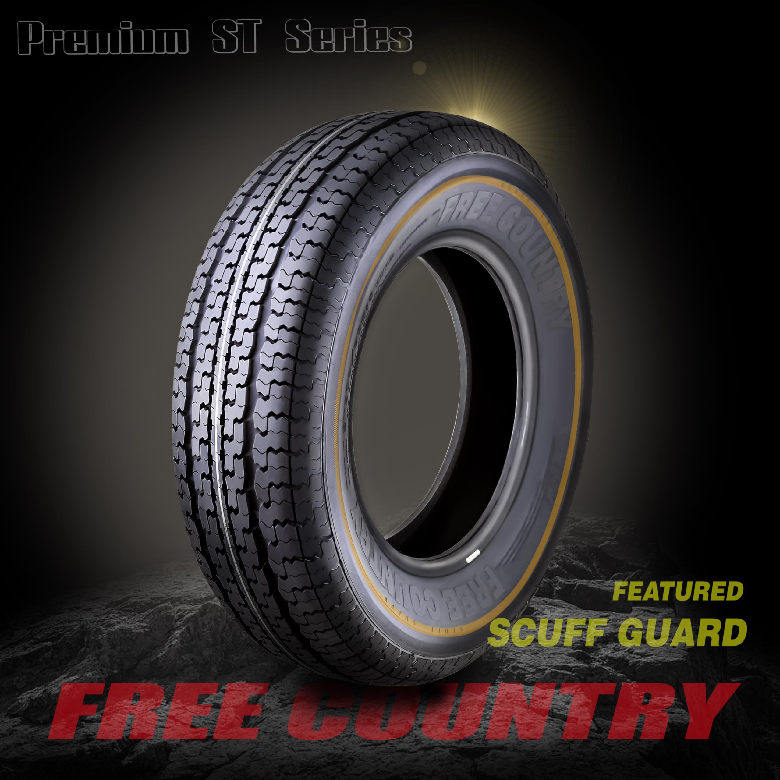 FREE COUNTRY 4-Pack Premium ST175/80R13 8PR Load Range D Radial Trailer Tires with Scuff Guard - Heavy Duty for Boat Trailers, Utility Trailers & Campers