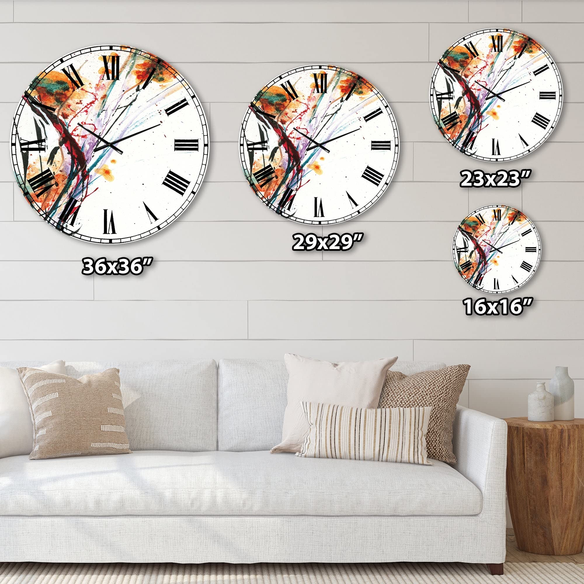 Abstract Orange Flowers Large Wall Clock - 23
