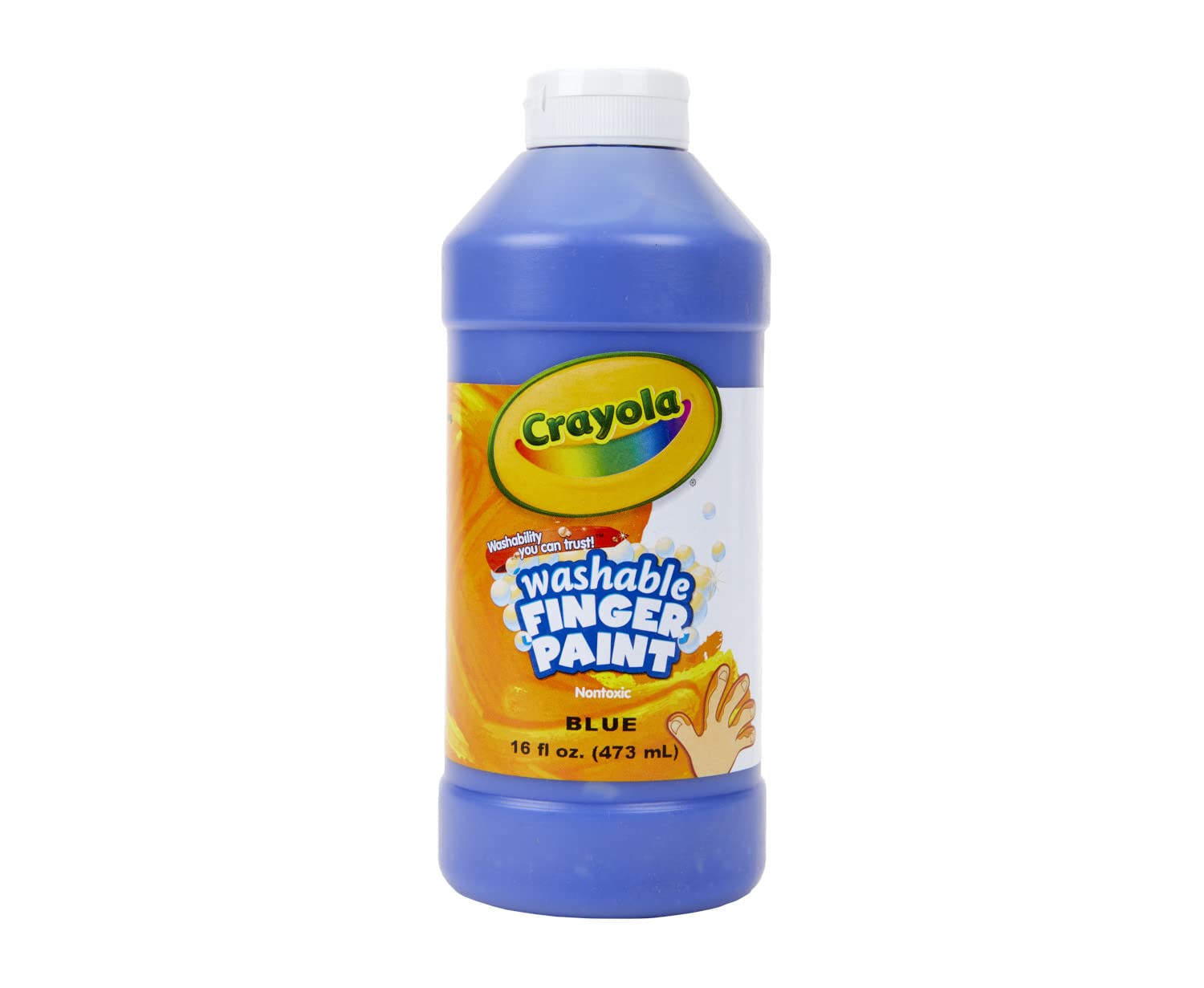 Crayola Washable Finger Paint for Kids - Non-Toxic, Safe & Easy to Clean Blue Paint (16oz) - Perfect for Classroom, Home Art Projects & Toddler Activities