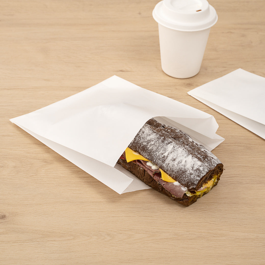 Eco-Friendly White Paper Sandwich & Snack Bags - Silicone Coated, 7