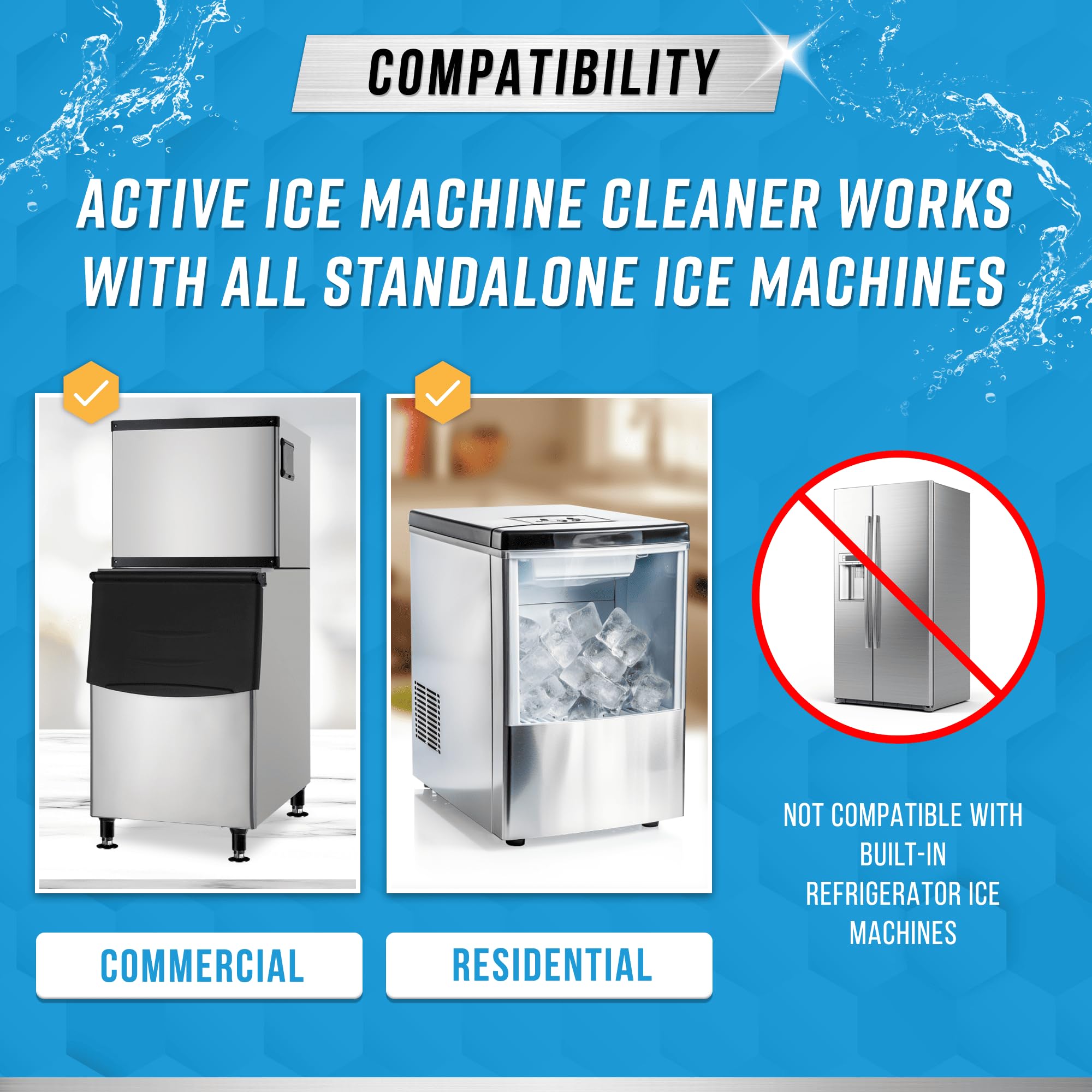 ACTIVE Ice Machine Cleaner & Coffee Maker Descaler Liquid - 32oz Ice Maker Cleaning Solution + 32oz Descaling Cleaner for Keurig, Nespresso & Drip Coffee Machines - Perfect for Home, Office & Commercial Use