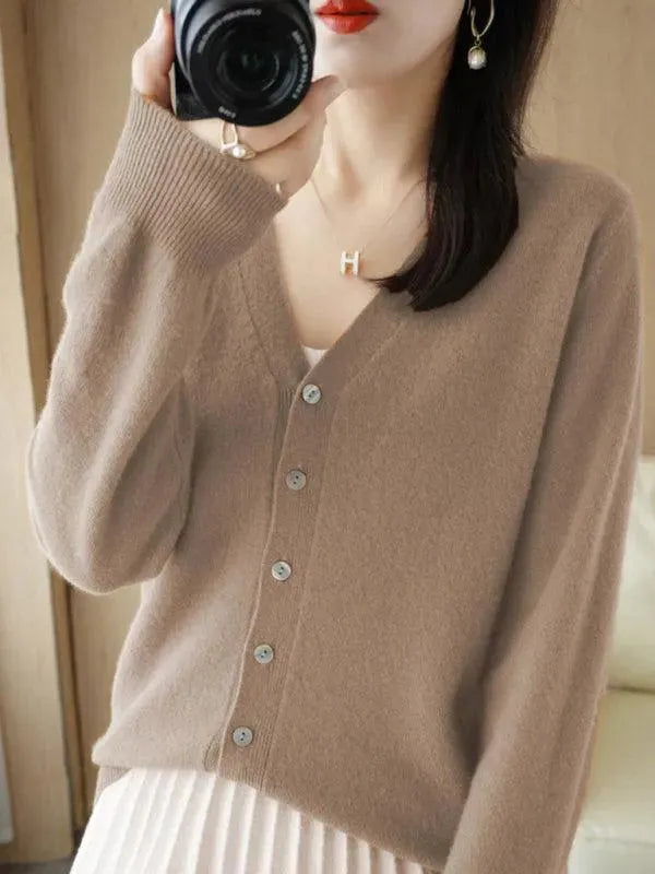 Women's V-Neck Short Cardigan Sweater - Lightweight Knit Open Front Cover-Up for Spring & Fall - Perfect for Office, Layering or Casual Outfits