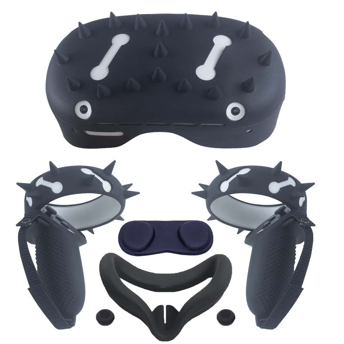 Oculus Quest 2 VR Controller Grip Cover Set - Silicone Face Mask, Lens Protector & Headset Guard with Anti-Throw, Dustproof, Sweatproof Design - Perfect for Meta VR Gaming, Fitness & Immersive Experiences