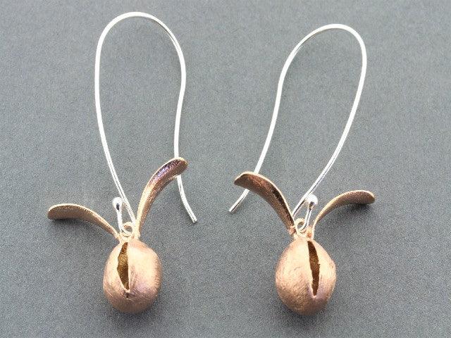 Rose Hip Drop Earrings - Rose Gold Plated Sterling Silver Dangle Earrings for Women - Perfect for Weddings, Parties & Everyday Elegance