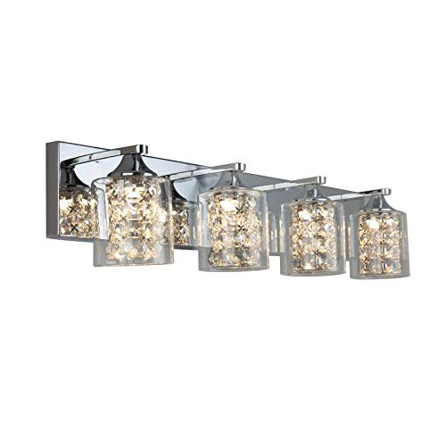 allen + roth Quinn 4-Light Chrome Modern Vanity Light Bathroom Fixture - Perfect for Contemporary Bathroom, Dressing Room & Makeup Area Lighting
