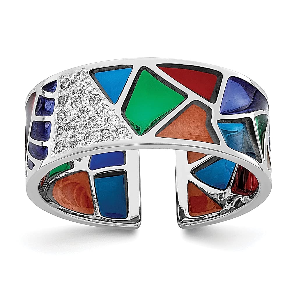 925 Sterling Silver Multi-Color Cubic Zirconia Cuff Ring for Women | Elegant Fashion Jewelry Gift for Her | Perfect for Parties, Weddings & Special Occasions
