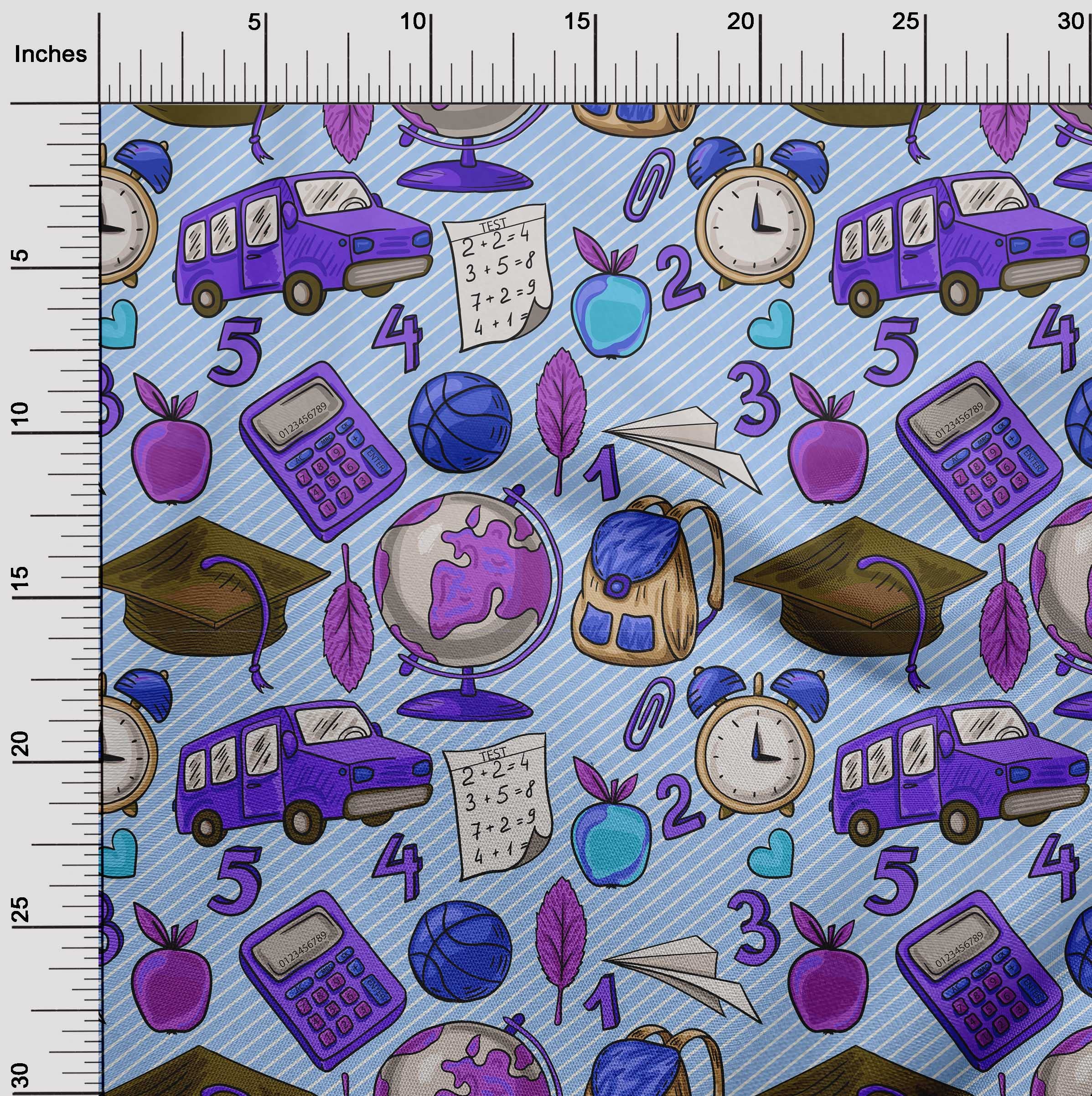 oneOone Cotton Flex Medium Blue Fabric for Kids - 40 Inch Wide Printed DIY Clothing & Sewing Supplies by The Yard | Perfect for Children's Apparel, Quilting, Crafts & Home Decor Projects