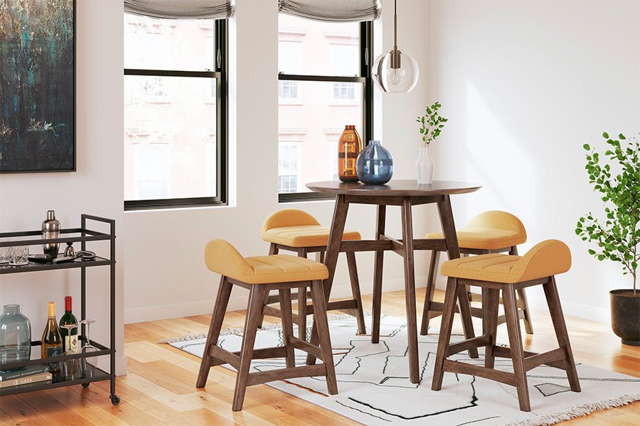 Lynn Counter Height Dining Table - 36 Inch Kitchen Bar Table with Stainless Steel Legs for Small Spaces, Breakfast Nook & Apartment Dining | Modern Industrial Style