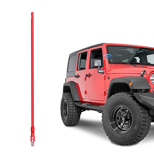Heavy Duty Short Metal Antenna Replacement for Jeep Wrangler JK JL Rubicon Sahara Sport Unlimited 4xe Willys JKU (2007-2024) | Enhanced Truck Radio Reception | Off-Road & Daily Driving Accessory