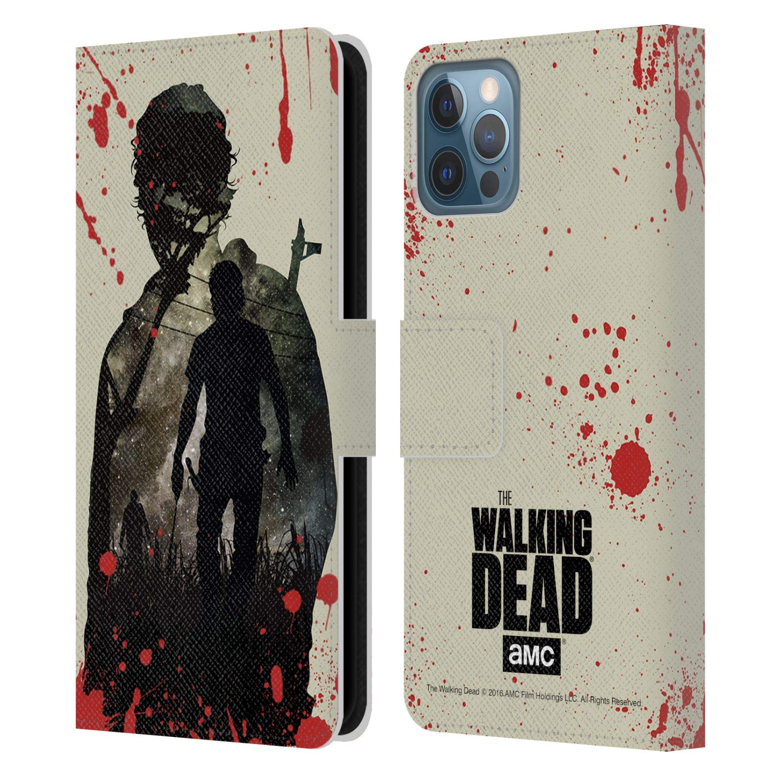Officially Licensed AMC The Walking Dead Rick Silhouettes Leather Book Wallet Case for Apple iPhone 12 & iPhone 12 Pro - Stylish Protective Cover for Fans, Perfect for Daily Use & Walking Dead Theme Events