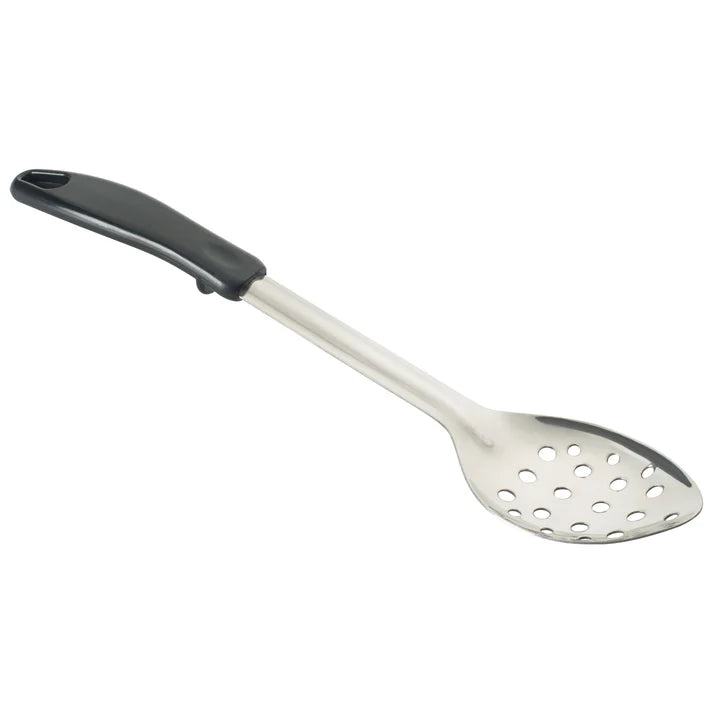 Winco BHPP 13 Perforated Basting Spoon with Black Handle - Professional Kitchen Tool for Cooking, Baking, and Serving Sauces, Soups, and Stews