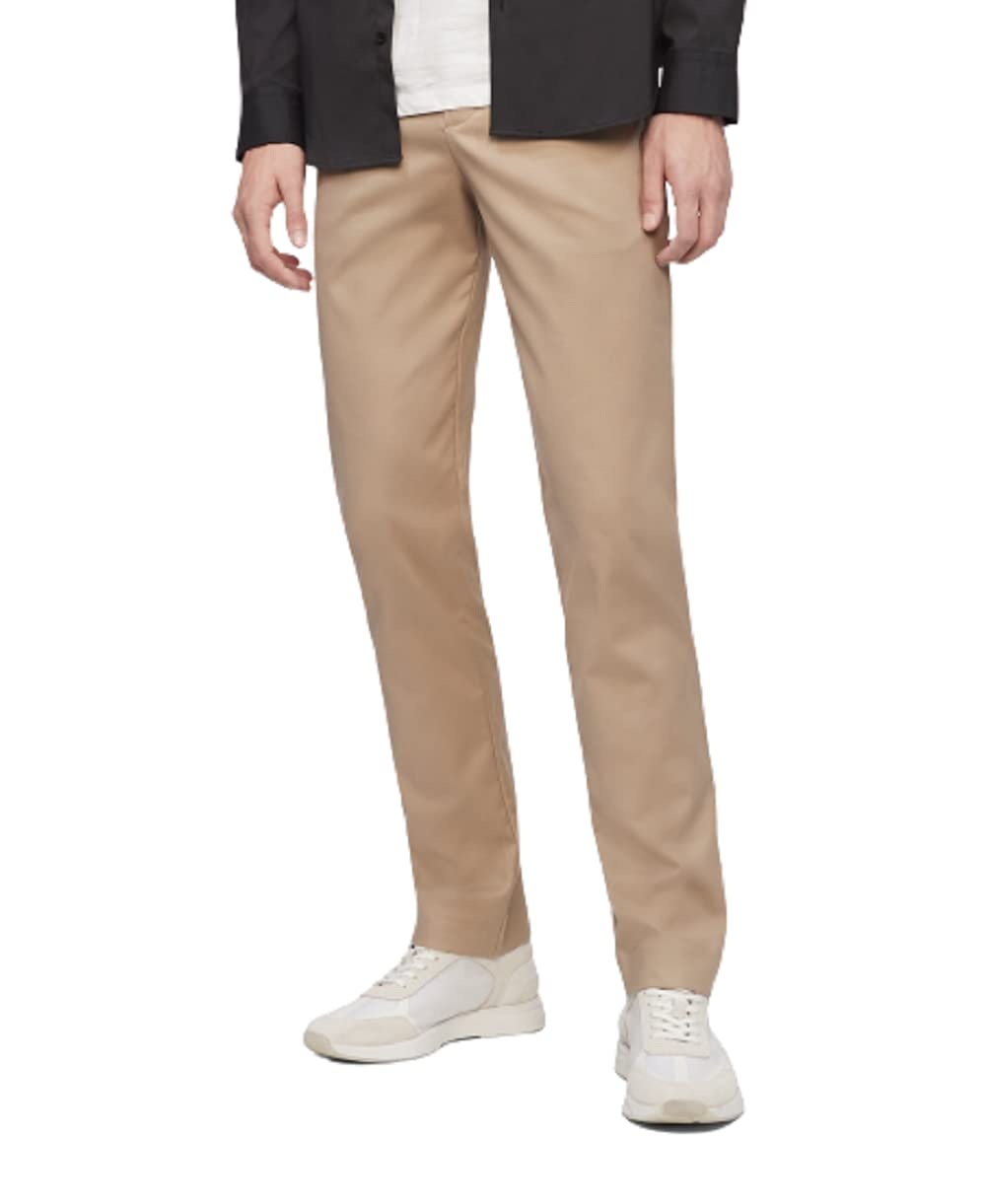 Calvin Klein Men's Slim Fit Modern Stretch Wrinkle Resistant Chino Pants | Comfortable Dress & Casual Pants for Office, Travel & Everyday Wear