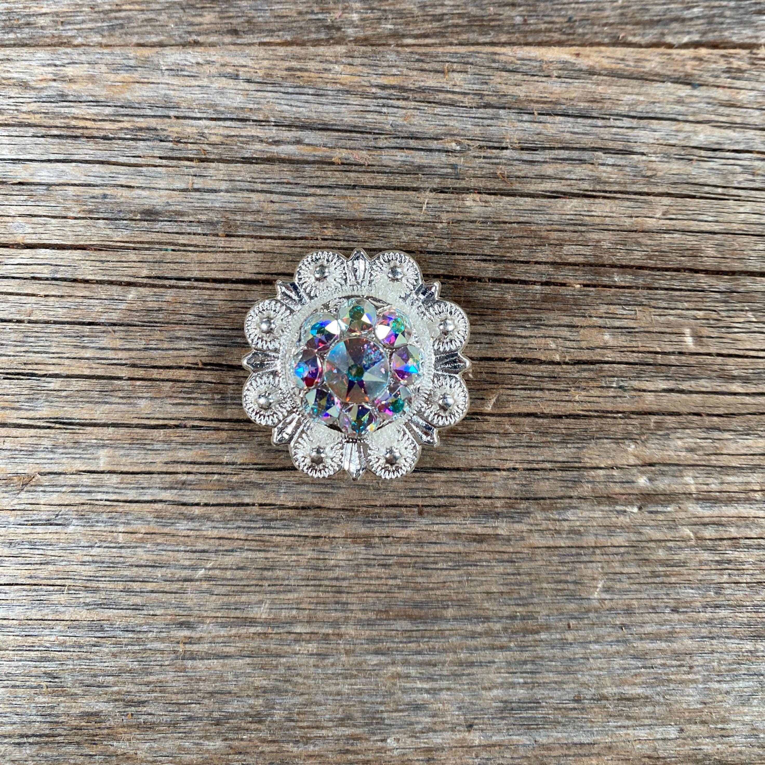 AB Bright Silver 1 European Crystal Concho - Premium Rhinestone Embellishment for Western Wear, Costumes & DIY Crafts | Perfect for Belt Buckles, Hats & Leather Accessories