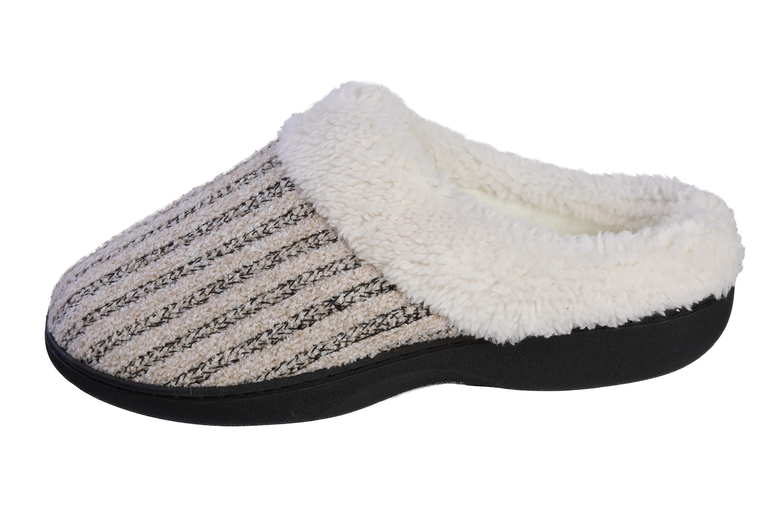 Roxoni Women's Fleece-Lined Knit House Slippers - Cozy Non-Slip Indoor Clog Shoes for Winter Comfort at Home, Bedroom & Lounge