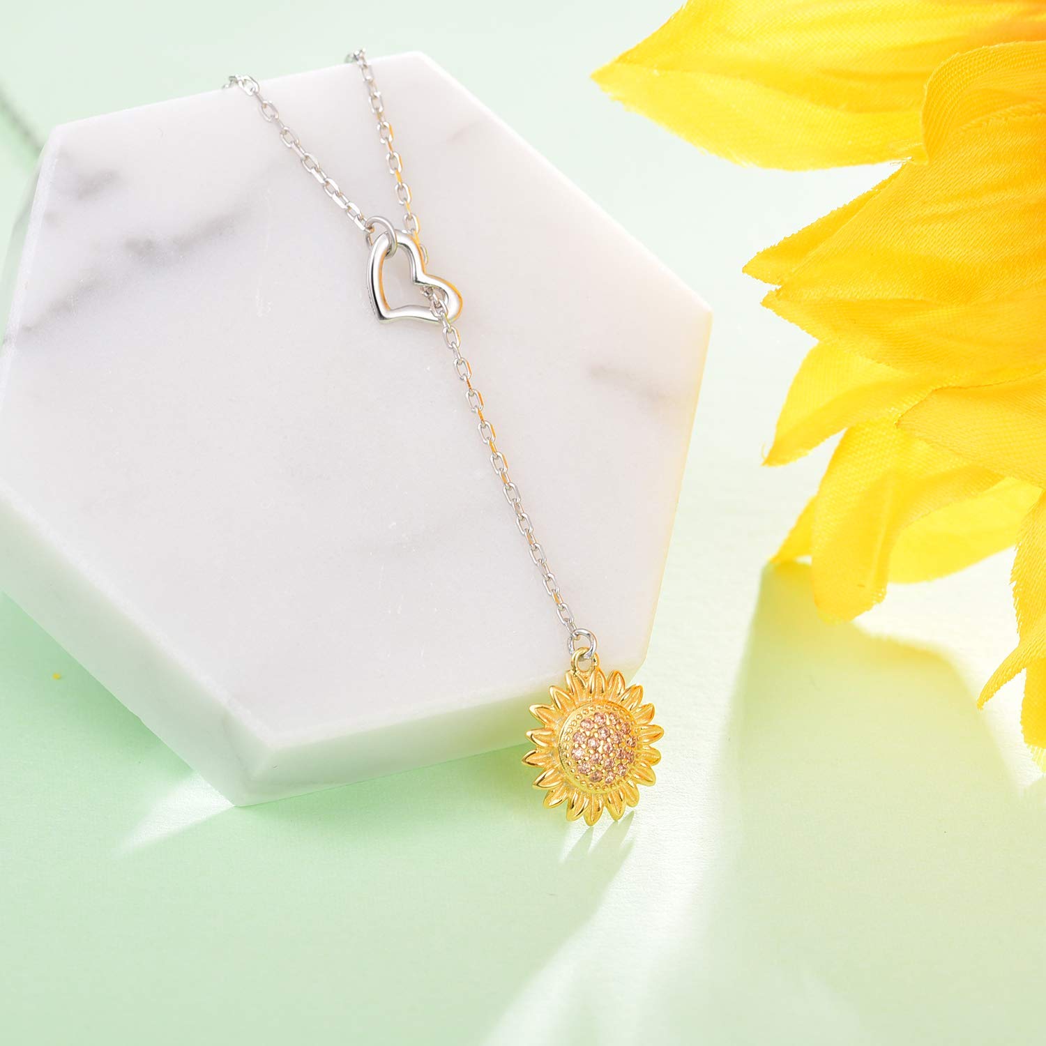 925 Sterling Silver Sunflower Pendant Necklace - 'You Are My Sunshine' Jewelry Gift for Women, Wife | Elegant Fashion Accessory for Birthday, Anniversary & Everyday Wear